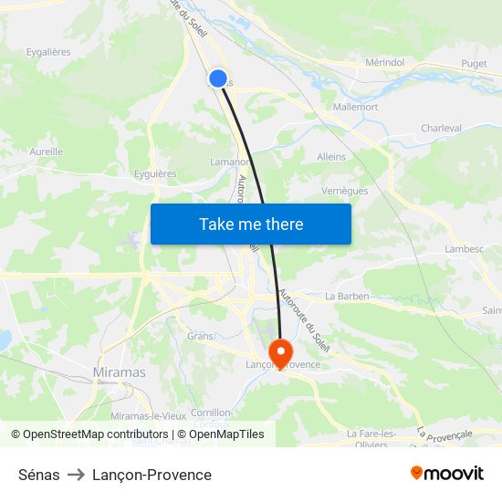 Sénas to Lançon-Provence map