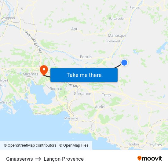 Ginasservis to Lançon-Provence map