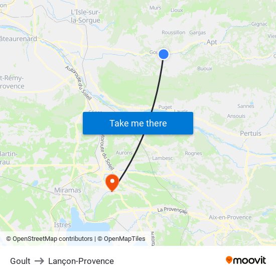 Goult to Lançon-Provence map