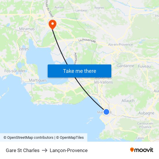 Gare St Charles to Lançon-Provence map