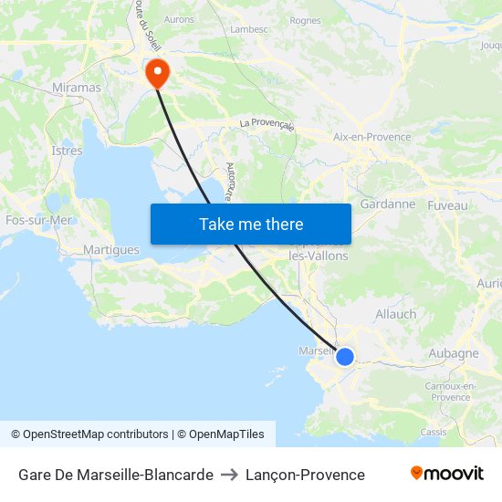 Gare De Marseille-Blancarde to Lançon-Provence map