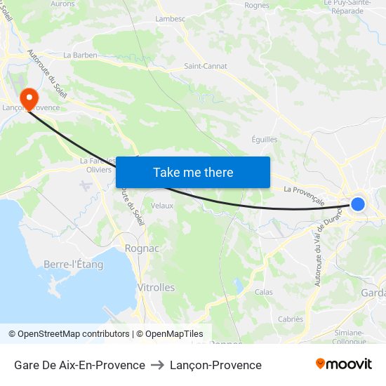 Gare De Aix-En-Provence to Lançon-Provence map