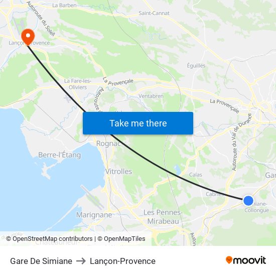 Gare De Simiane to Lançon-Provence map