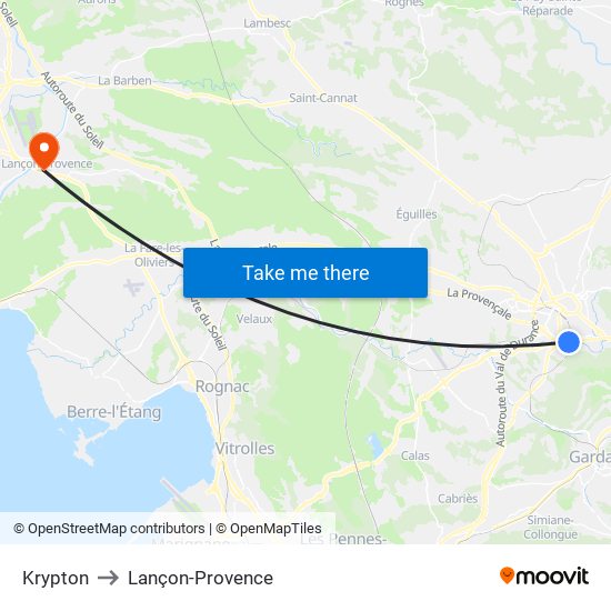 Krypton to Lançon-Provence map