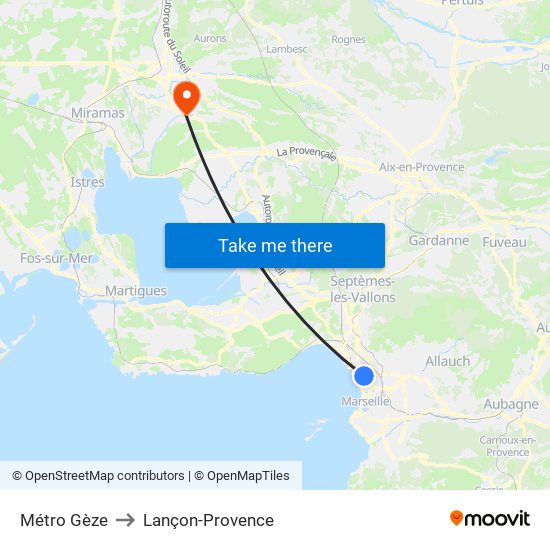 Métro Gèze to Lançon-Provence map