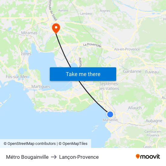 Métro Bougainville to Lançon-Provence map