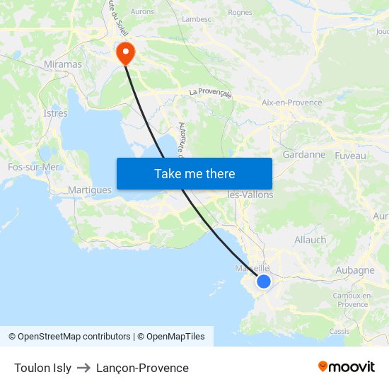 Toulon Isly to Lançon-Provence map