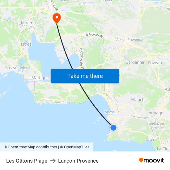 Bowl Du Prado to Lançon-Provence map