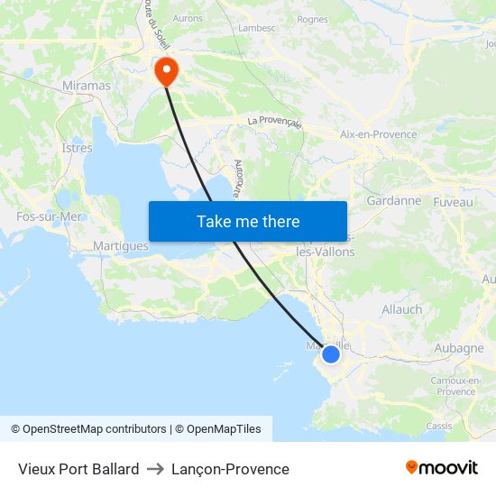 Vieux Port Ballard to Lançon-Provence map