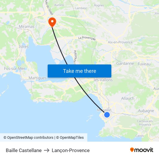 Baille Castellane to Lançon-Provence map