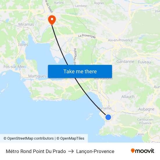 Métro Rond Point Du Prado to Lançon-Provence map