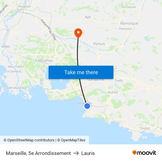 Marseille, 5e Arrondissement to Lauris map