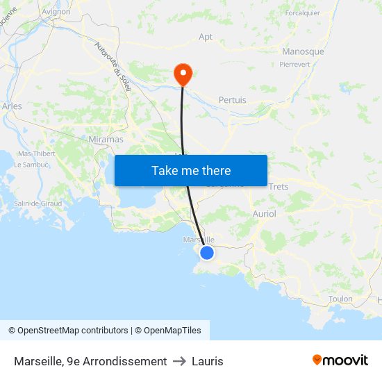 Marseille, 9e Arrondissement to Lauris map