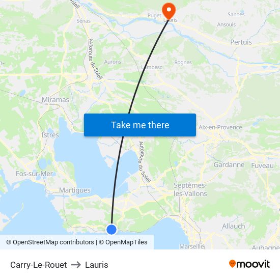 Carry-Le-Rouet to Lauris map