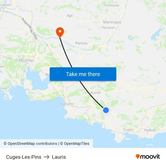 Cuges-Les-Pins to Lauris map