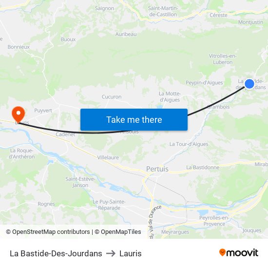 La Bastide-Des-Jourdans to Lauris map