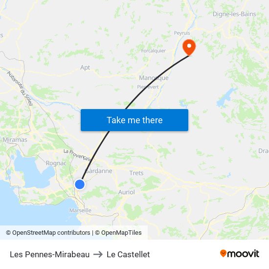 Les Pennes-Mirabeau to Le Castellet map