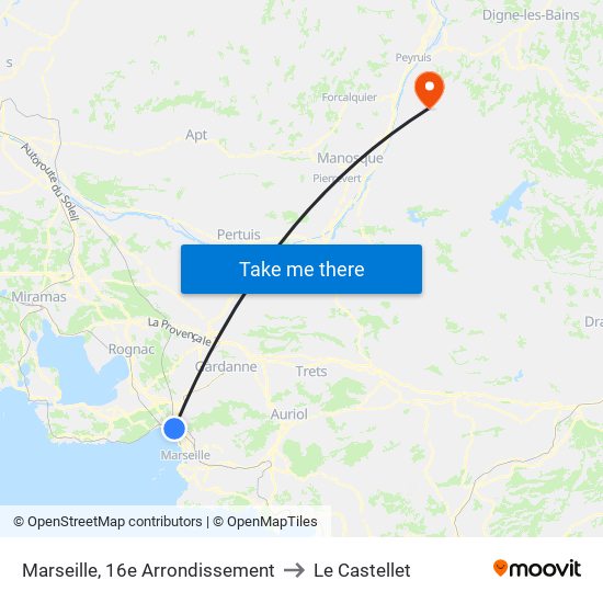 Marseille, 16e Arrondissement to Le Castellet map