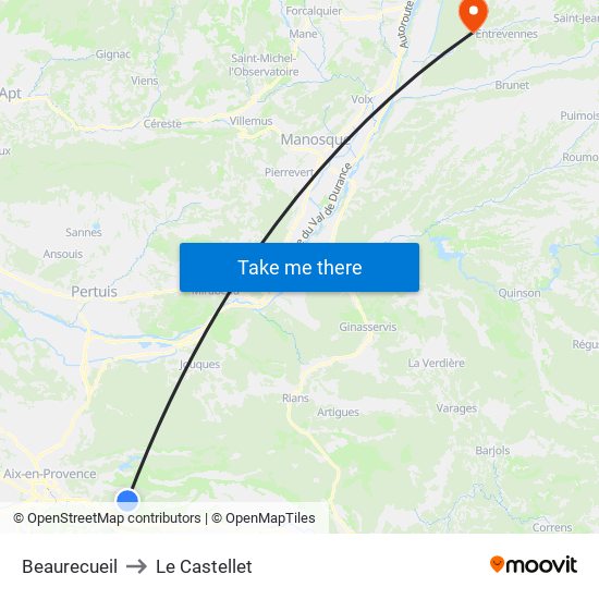 Beaurecueil to Le Castellet map