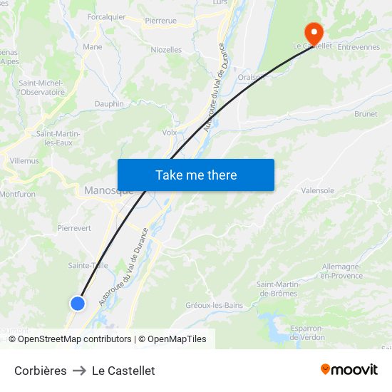 Corbières to Le Castellet map