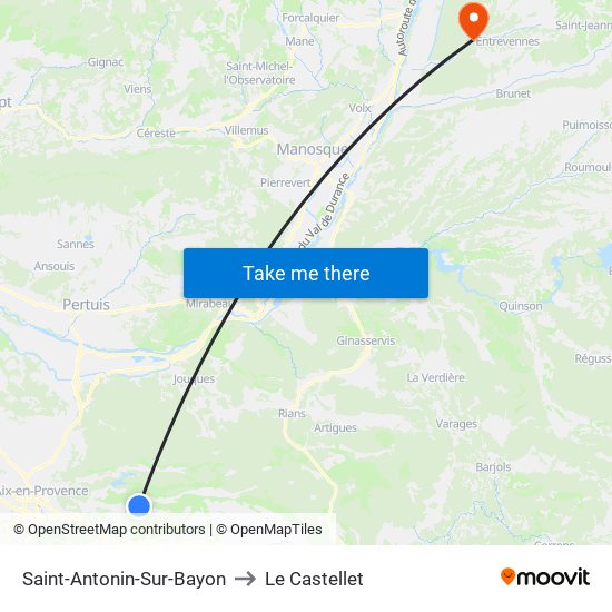 Saint-Antonin-Sur-Bayon to Le Castellet map