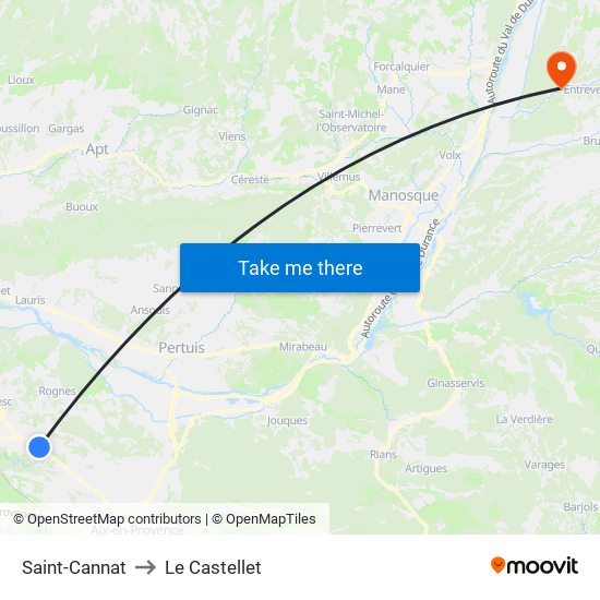 Saint-Cannat to Le Castellet map