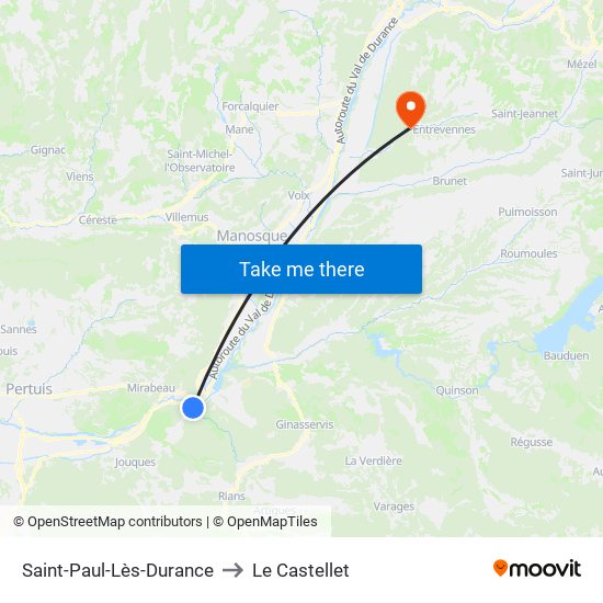 Saint-Paul-Lès-Durance to Le Castellet map