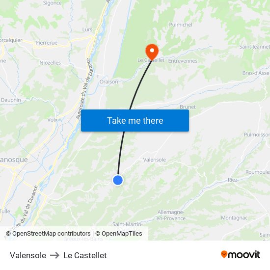 Valensole to Le Castellet map