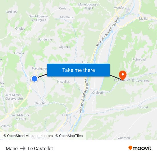 Mane to Le Castellet map