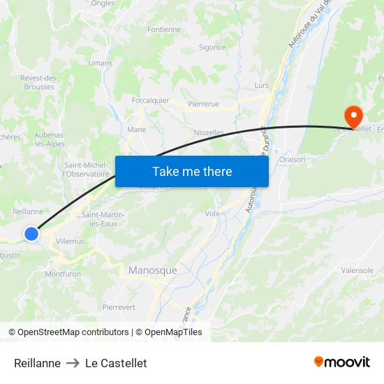 Reillanne to Le Castellet map