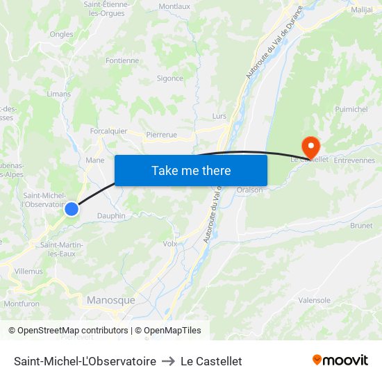 Saint-Michel-L'Observatoire to Le Castellet map