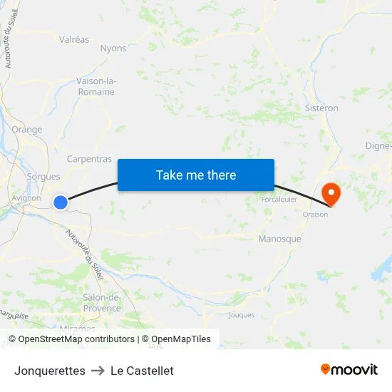 Jonquerettes to Le Castellet map