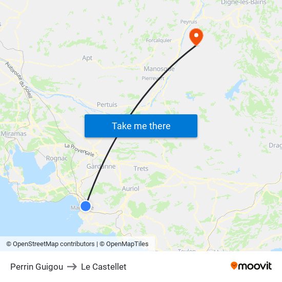 Perrin Guigou to Le Castellet map