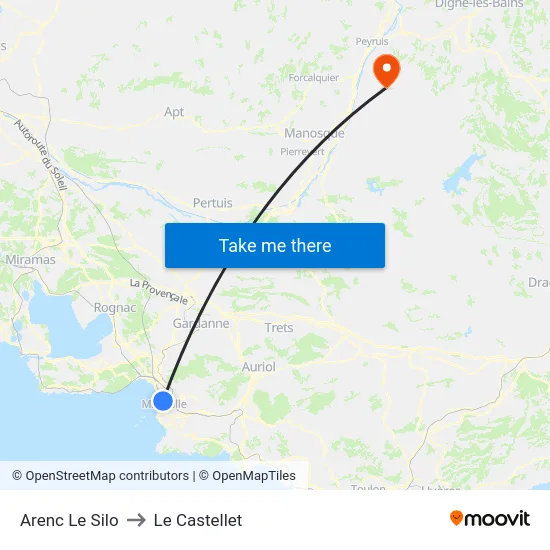 Arenc Le Silo to Le Castellet map