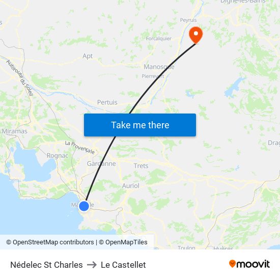 Nédelec St Charles to Le Castellet map