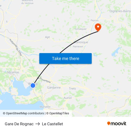Gare De Rognac to Le Castellet map