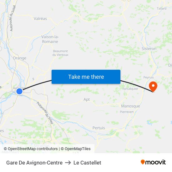 Gare De Avignon-Centre to Le Castellet map