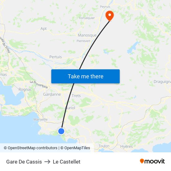 Gare De Cassis to Le Castellet map