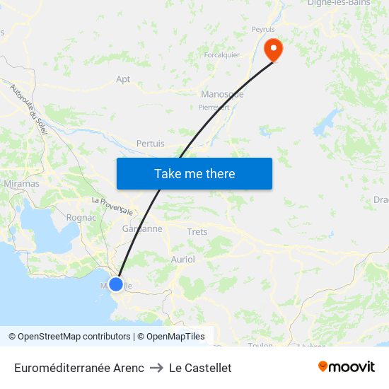 Euroméditerranée Arenc to Le Castellet map