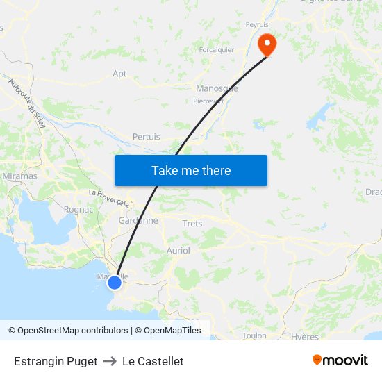 Estrangin Puget to Le Castellet map