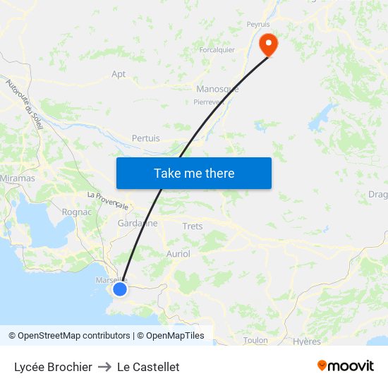 Lycée Brochier to Le Castellet map
