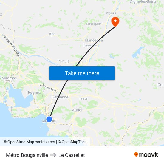 Métro Bougainville to Le Castellet map