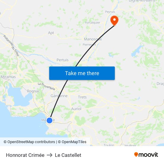 Honnorat Crimée to Le Castellet map