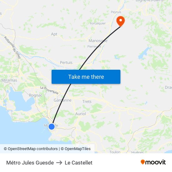 Métro Jules Guesde to Le Castellet map