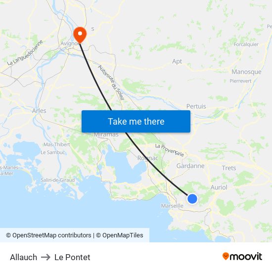 Allauch to Le Pontet map