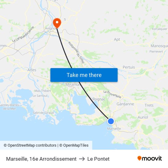 Marseille, 16e Arrondissement to Le Pontet map
