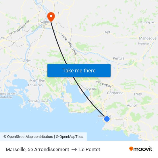 Marseille, 5e Arrondissement to Le Pontet map