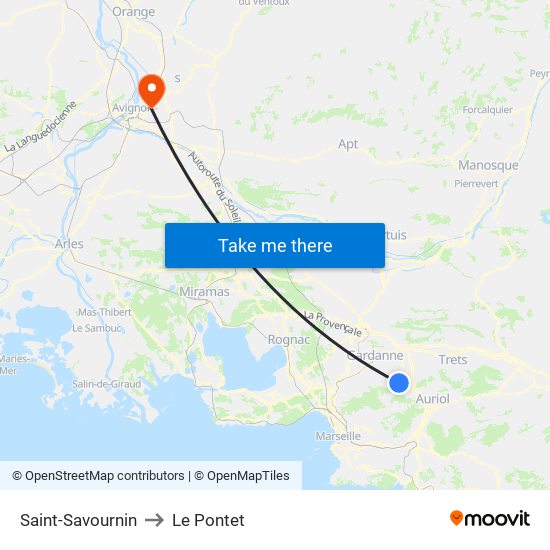 Saint-Savournin to Le Pontet map