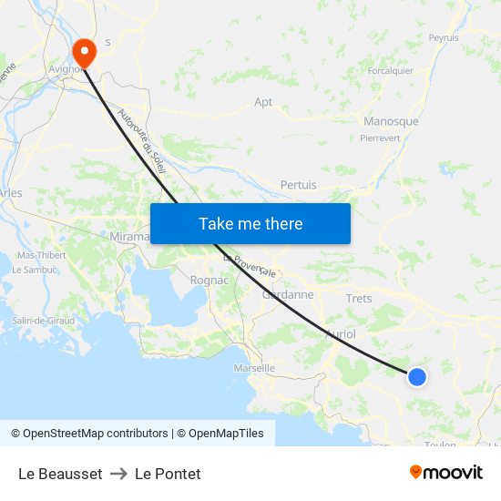 Le Beausset to Le Pontet map