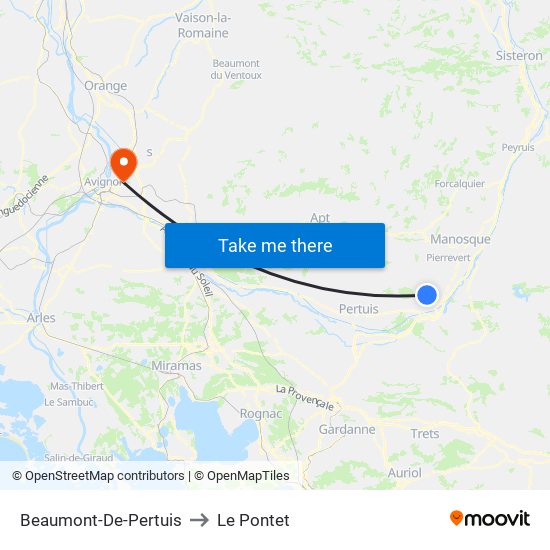 Beaumont-De-Pertuis to Le Pontet map